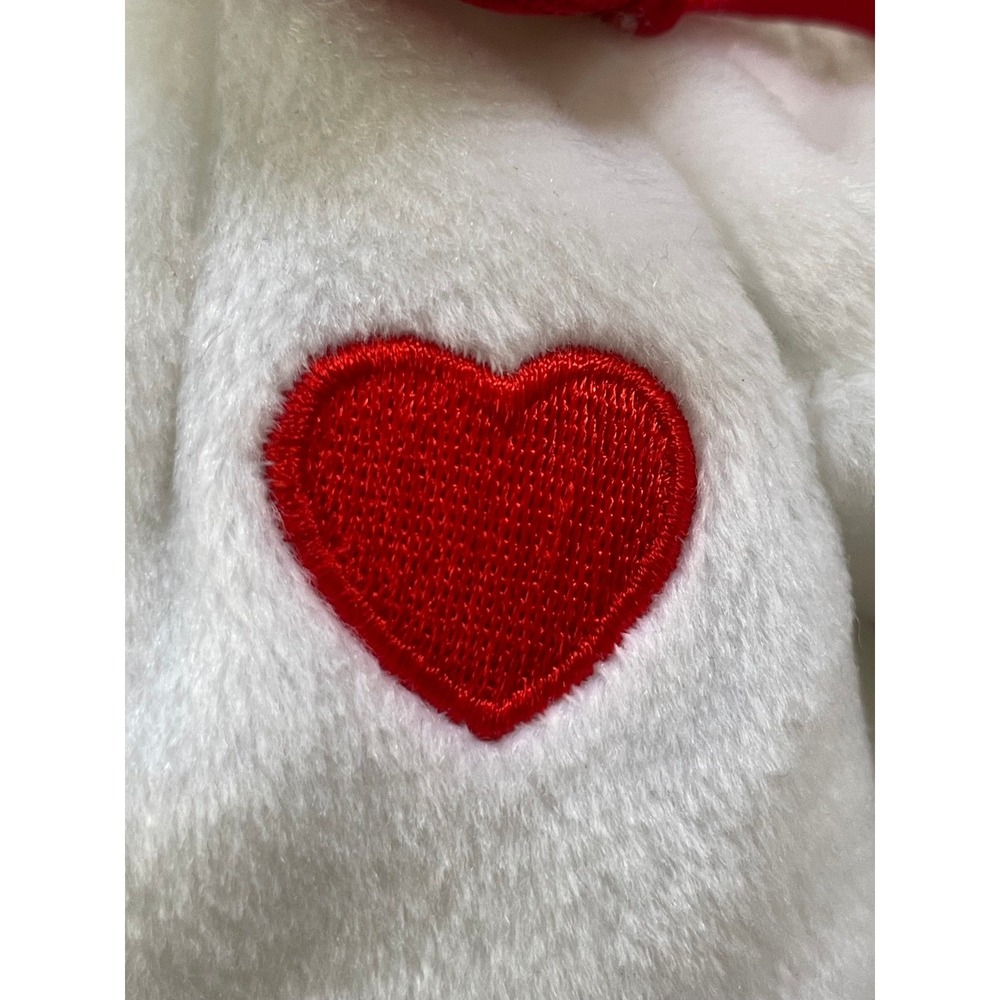 Ty Valentino Beanie Baby 1994 White Bear Plush Red Heart Ribbon Vintage - Picture 2 of 10